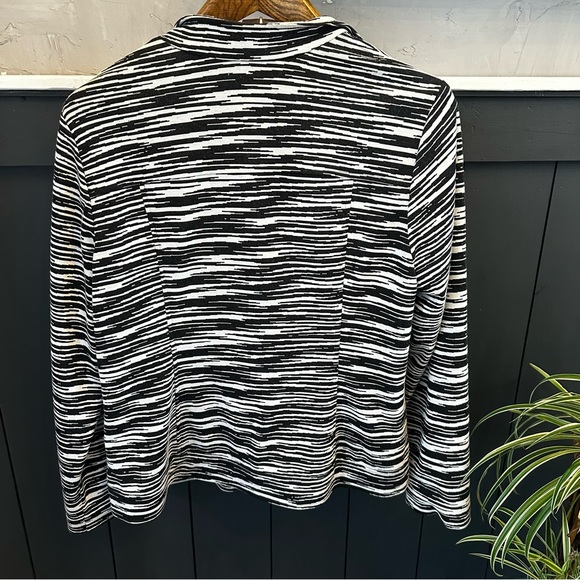 Chicos Open Front Jacket Womens Zebra Abstract Print Gray White  Lined SZ 2‎ L - Picture 2 of 11